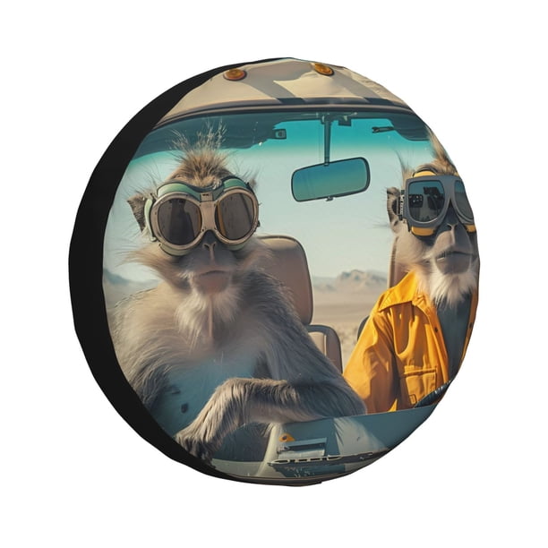 Fotbe Desert Monkeys Drive Funda de Llanta de Repuesto con Estampado, Engrosada, Ajuste Universal para Jeep, Remolque, RV, SUV, Camión-15 inch