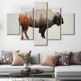 thumbnail image 3 of TISHIRON 5PCS Framed Bison Theme Canvas Wall Art Set,60"x32" Red Pine Forest Wall Canvas Art Decor, 3 of 7