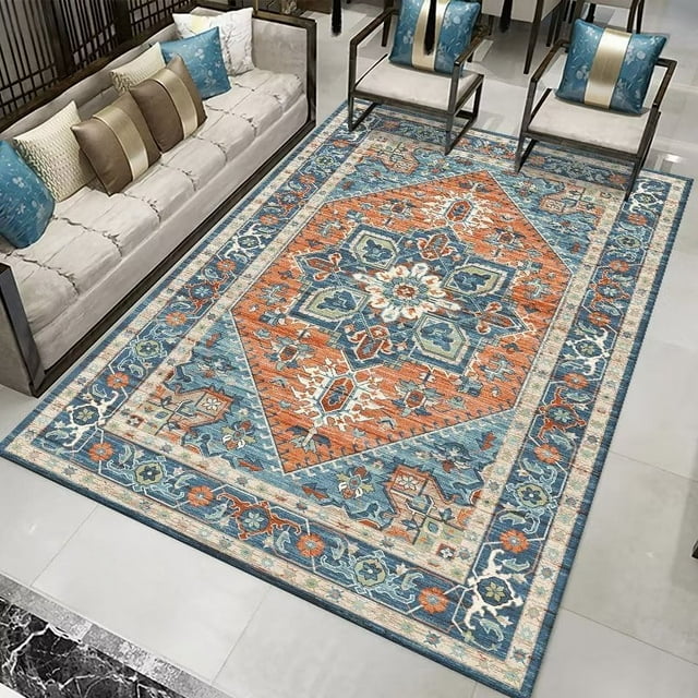 Alfombra de estilo retro para sala de estar, mesa de café, hogar, sofá de terciopelo de cristal, dormitorio, mesita de noche, alfombra trasera