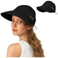 thumbnail image 2 of AWZXDE Women's Ponytail Sun Hat Daily Casual Solid Color Outdoor Sun Protection Sports Adjustable Brim Visor Cap&nbsp;Womens Hat Black,One Size, 2 of 4