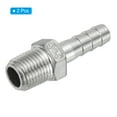 thumbnail image 3 of Uxcell 1/3" Hose Barb x 1/4" PT Thread 304 Stainless Steel Barb Hose Fittings, 2 Pack, 3 of 6