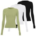 thumbnail image 3 of Rinsvye Womens 3 Piece Long Log Sleeve T Shirts for Women Sleeve Shirts Basic Crop Women T Shirts Tops Going Out Fall Womens Graphic Long Sleeve T Shirts Layer Slim Fit Tops, 3 of 3