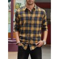 thumbnail image 5 of JMIERR Men Long Sleeve Button-Down Plaid Shirts Casual Cotton Flannel Shirt, 5 of 7