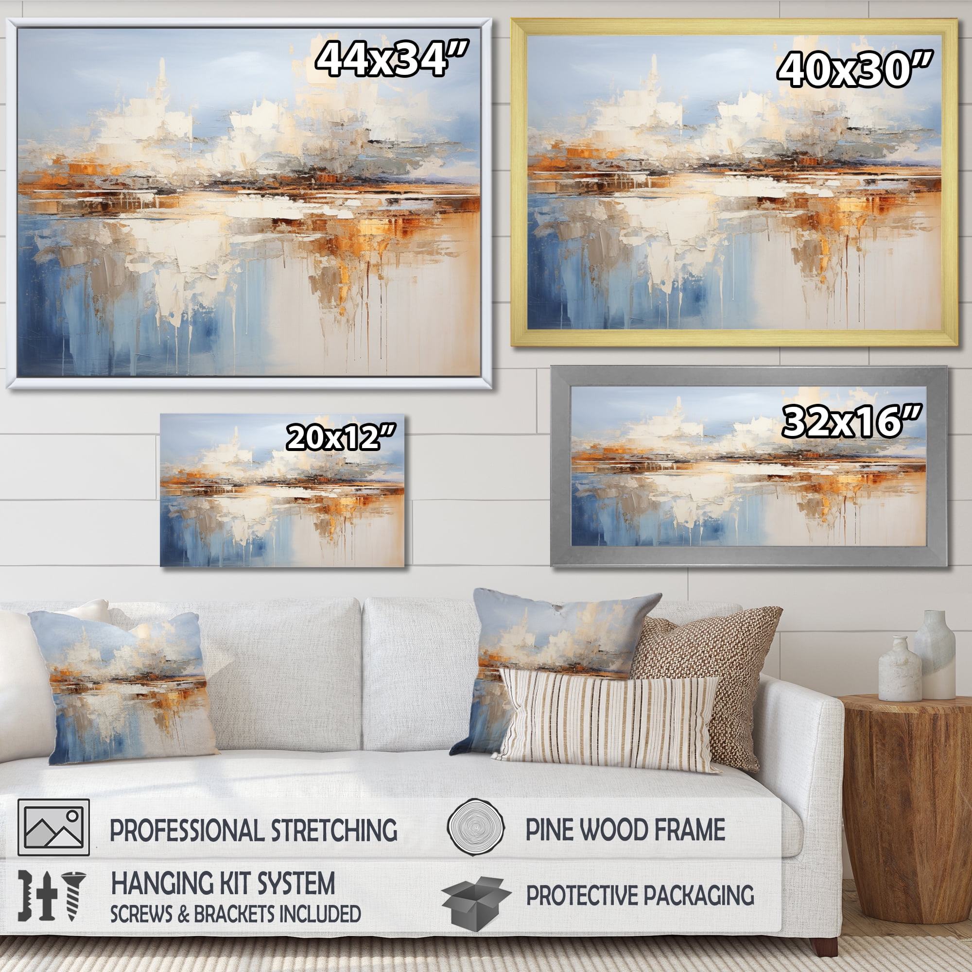 Tableau sur toile Vue sur l'océan : Oiseaux et rideaux | Décoration côtière – Wall Decor Delights