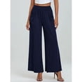 thumbnail image 4 of SWSMCLT Women's Palazzo Pants Baggy Lounge Ankle Spandex Pleated Thin Casual Pants Trousers Lightweight Blue 18, 4 of 4