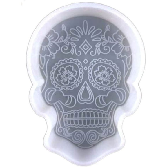 Sugar Skull Silicone Mold  Size 3.5" Wide x 5" Long x 1" Deep  Da de Muertos  Sugar Skull Design for Freshie, Soap, Resin, Candles