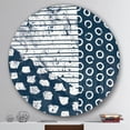 thumbnail image 3 of Designart 'Indigo striples and Tile' Geometric Metal Circle Wall Art, 3 of 3