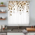 thumbnail image 5 of Brown Eucalyptus Leaves Sheer Curtains 54 Inches Long, Summer Watercolor Leaf Light Filering Curtains, Breathable Simi Curtain Privacy Drapes for Kitchen Bathroom Nursery Small Window Treatment, 5 of 9