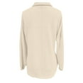 thumbnail image 5 of MIXUE Boho Tops For Women Autumn Winter Solid Color Lapel Button Down Long Sleeve Casual Soft Basic Classic Tee Shirts Sportswear,Beige,XL, 5 of 5