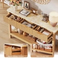 thumbnail image 5 of 47.2" Fluted Console Table with 3 Drawers, Long Sofa Table with Storage Behind Couch, Modern Entryway Table with Power Outlet & Open Storage for Entrance/Hallway/Foyer/Living Room, Oak, 5 of 8