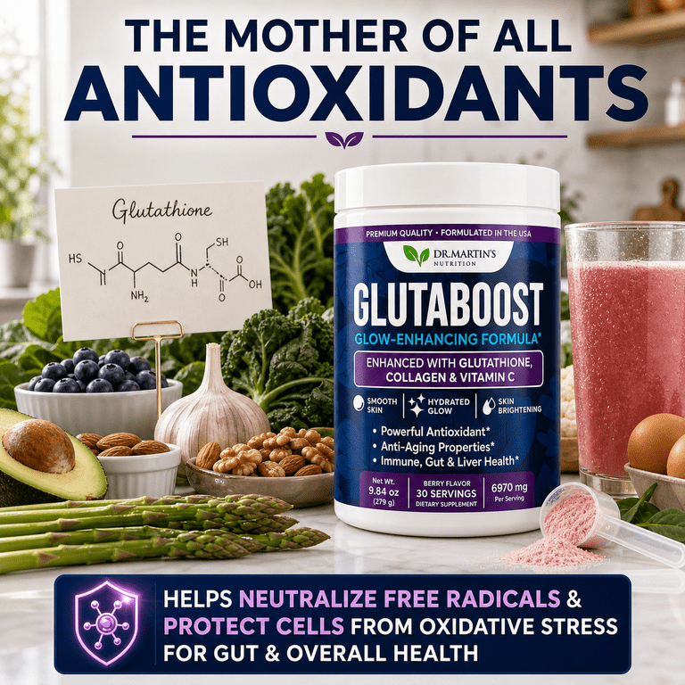 DR. MARTIN‚ÄôS NUTRITION Glutathione Powder 6970mg Berry Flavor, Collagen & Vitamin C, 30 Servings