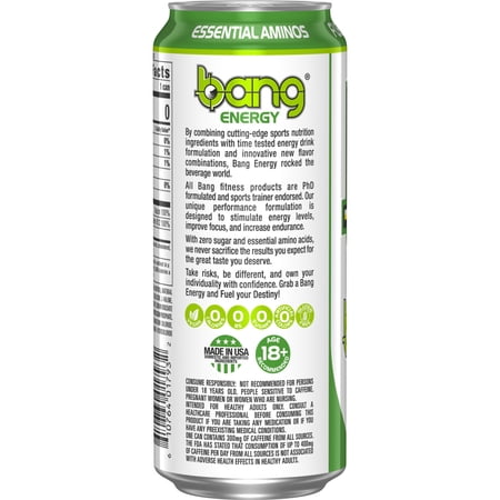 BANG ENERGY DRINK, LIME POP DROP, 16 FL OZ, CAN