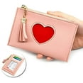 thumbnail image 2 of Pu Leather Credit Card Holder Clutch Wallets for Women Cute Heart Girl Wallet (Pink), 2 of 5