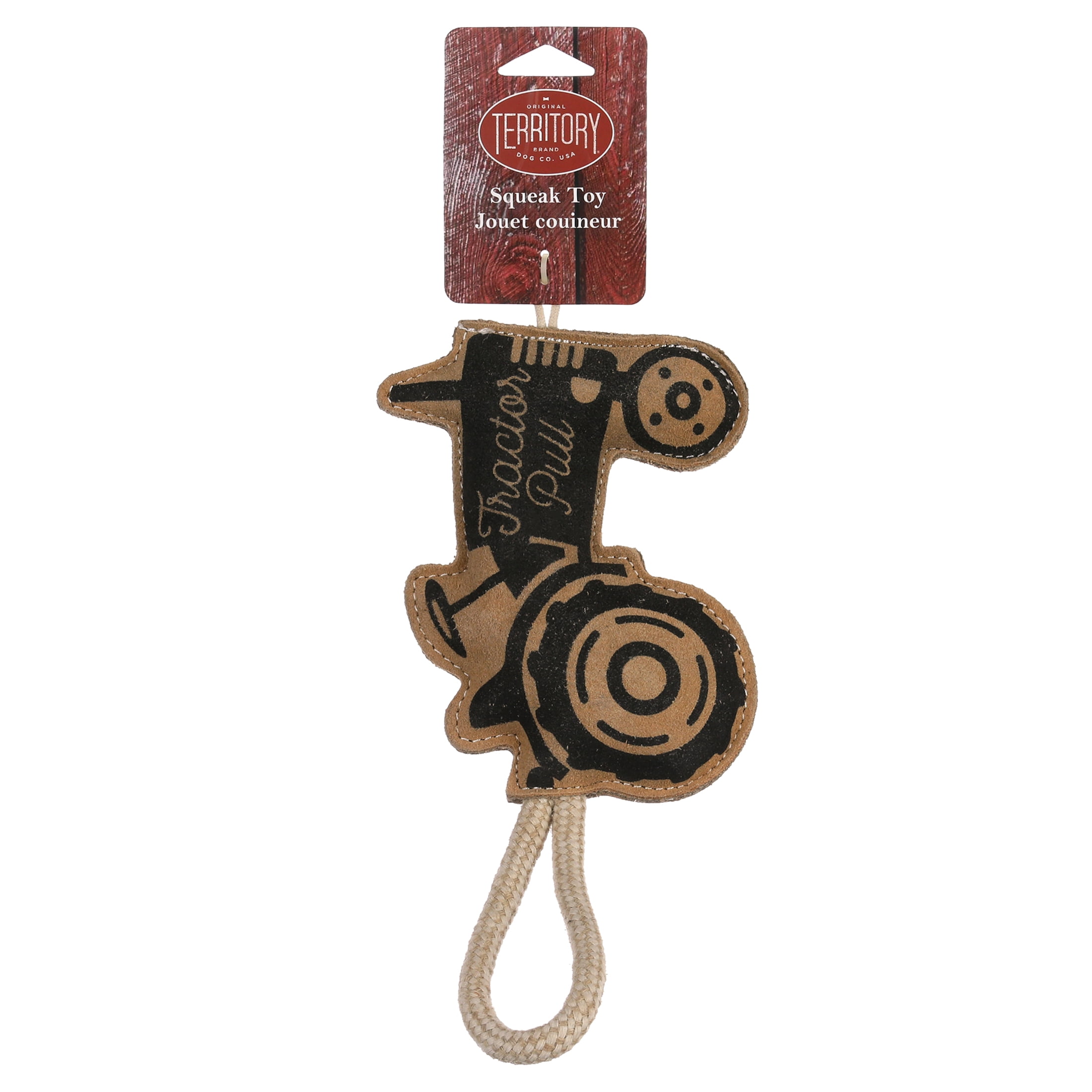 Natural Leather Tractor-Pull Tug Toy - 13"