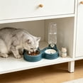 thumbnail image 5 of Cififendec 2-in-1 Pet Feeder and Waterer, 10.63"×7.09", No-Spill Cat and Dog Bowl Set, Detachable Food and Water Station for Small Pets with Auto Water Refill(Blue), 5 of 5