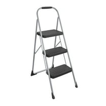 COSCO 3-Step Big Step, Steel Step Stool (Platinum/Black)
