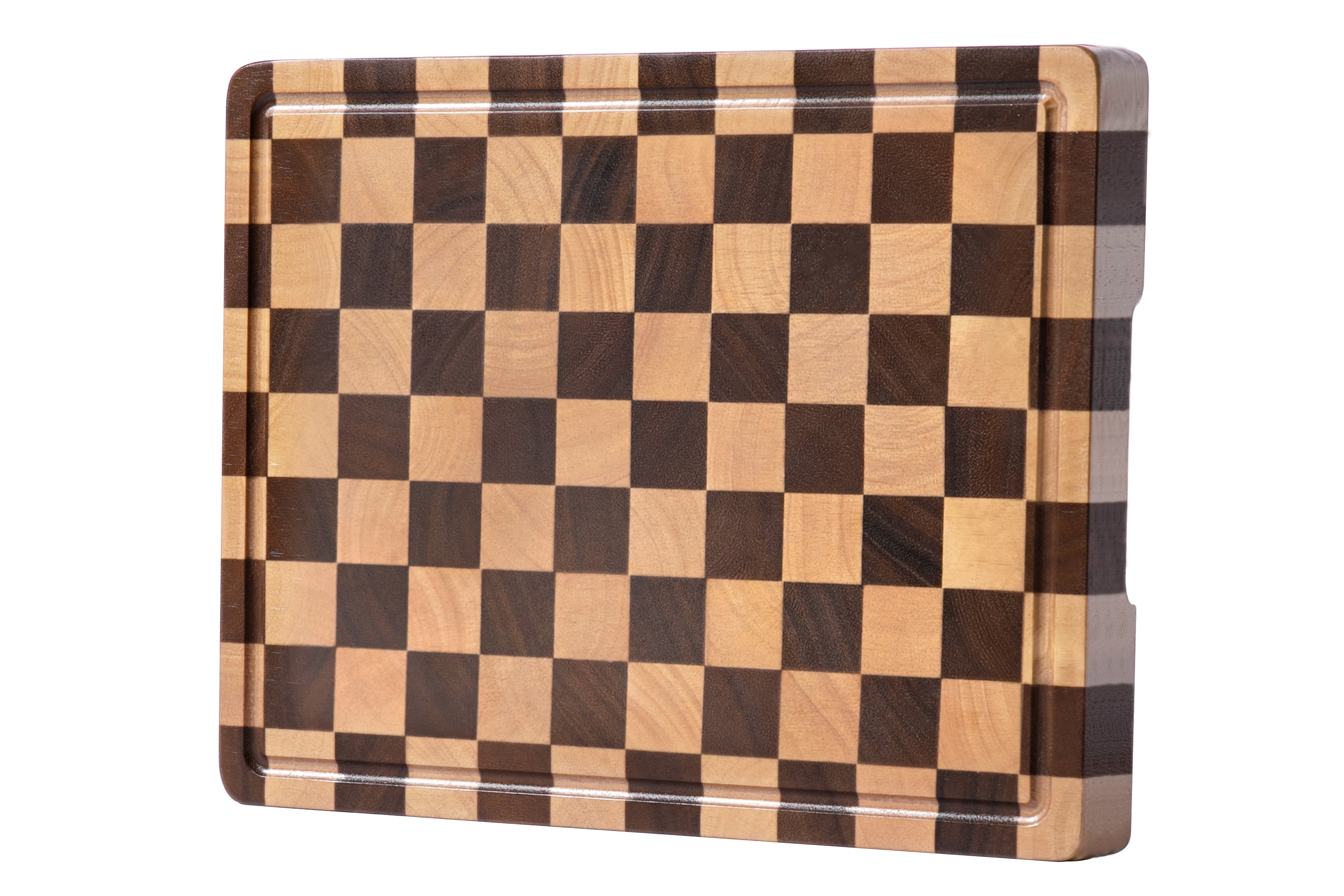 Setkolu Wooden Cutting board, End Grain Cutting Boards for Kitchen, Acacia Wood Chopping Board with Juice Groove & Handle, Butcher Block for Meat, Bread & Fruit, 14" x 11" x 0.8"