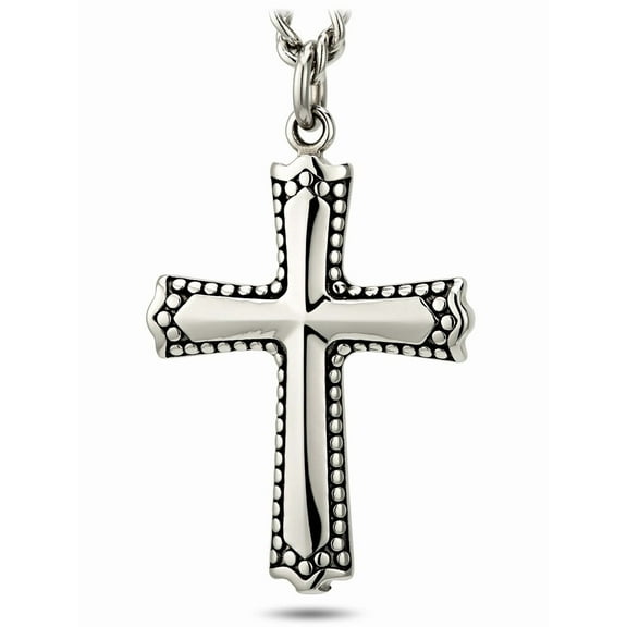 Men's Stainless Steel Reflection Cross Necklace-John 19:30 by Shields of Strength