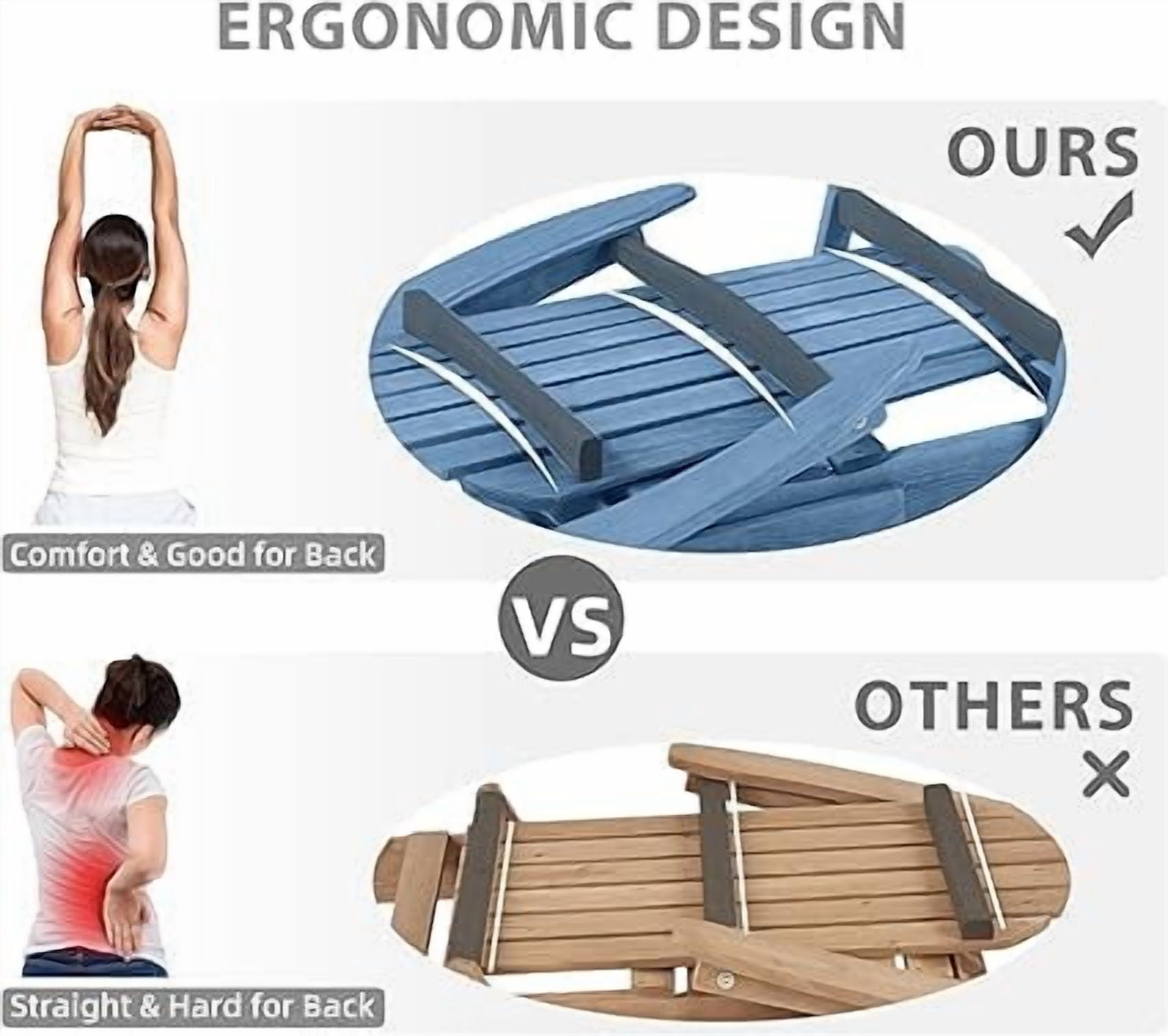 D-road Half Pre-Assembled Folding Adirondack Chair, Set of 2, Outdoor Wood Patio Chair for Backyard/Pool/Beach,Dark Blue