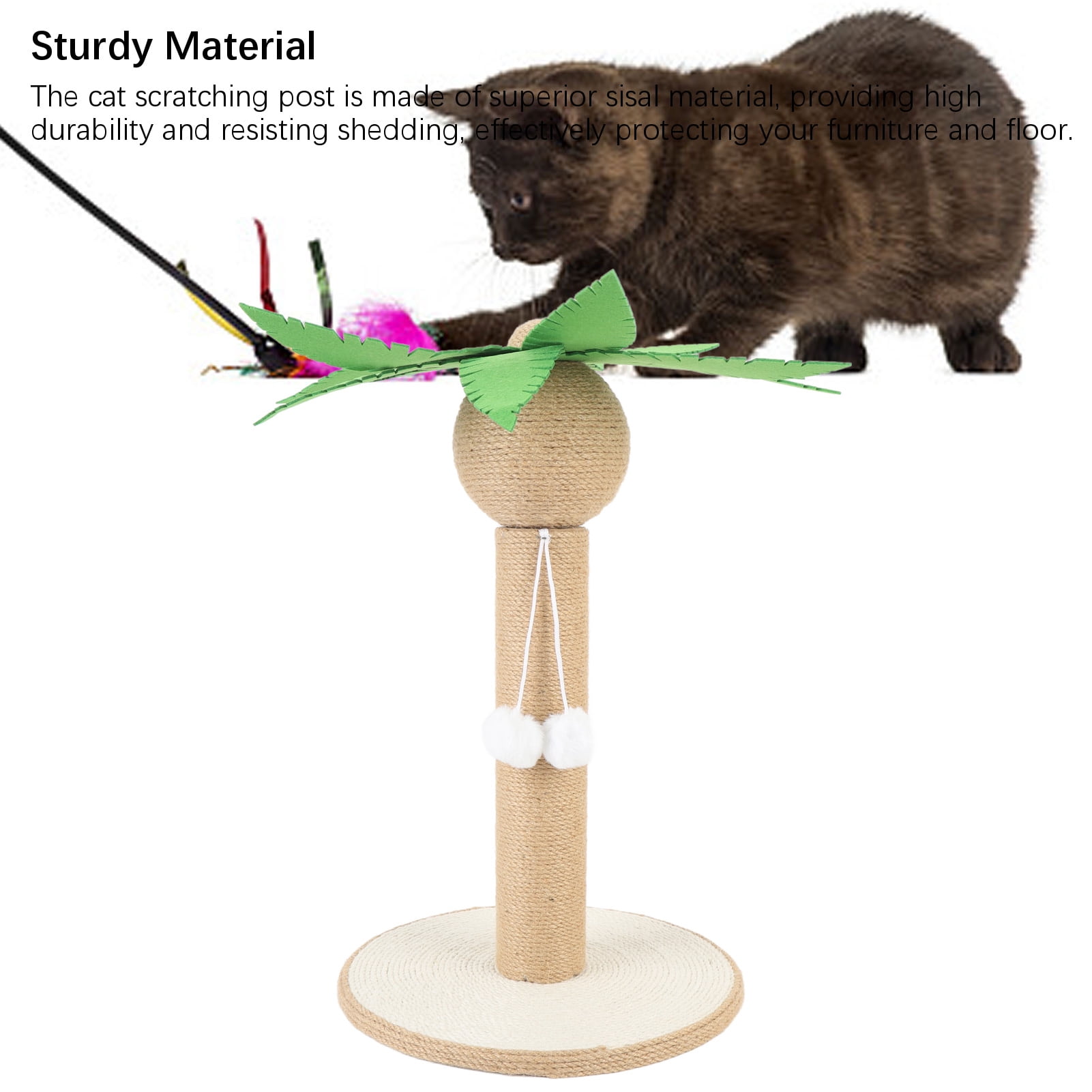YAHHU Coconut Tree Cat Scratching Post Sisal Durable Kitten Scratcher Tower Space Saving Stable Structure Indoor (12.6 inches / 32 cm)