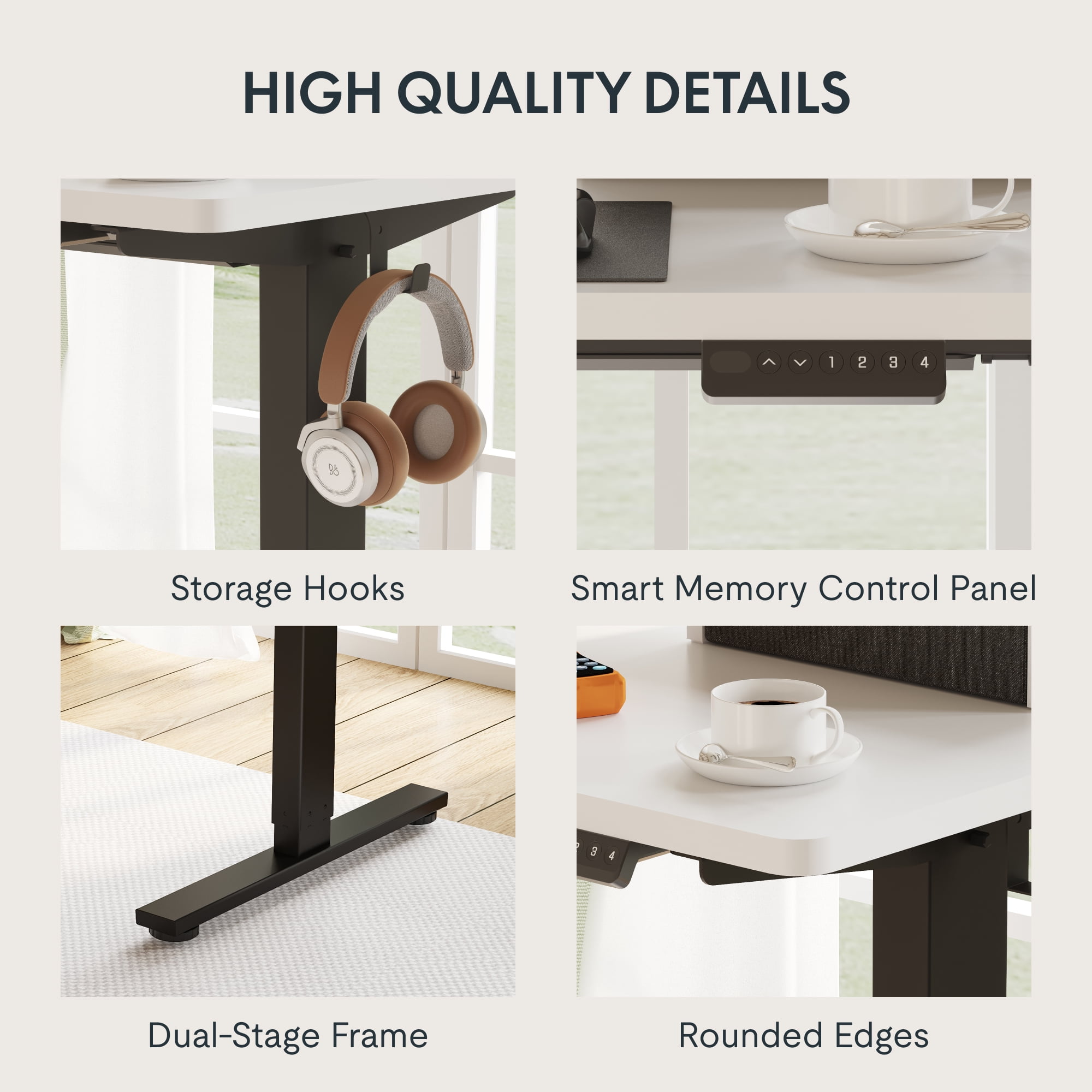 FlexiSpot 55"x24" Height Adjustable Standing Desk with 2 Drawers, Ergonomic Monitor Stand Computer Desk Black Frame and White Top