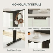 FlexiSpot 55x24 Height Adjustable Standing Desk with 2 Drawers, Ergonomic Monitor Stand Computer Desk Black Frame and White Top