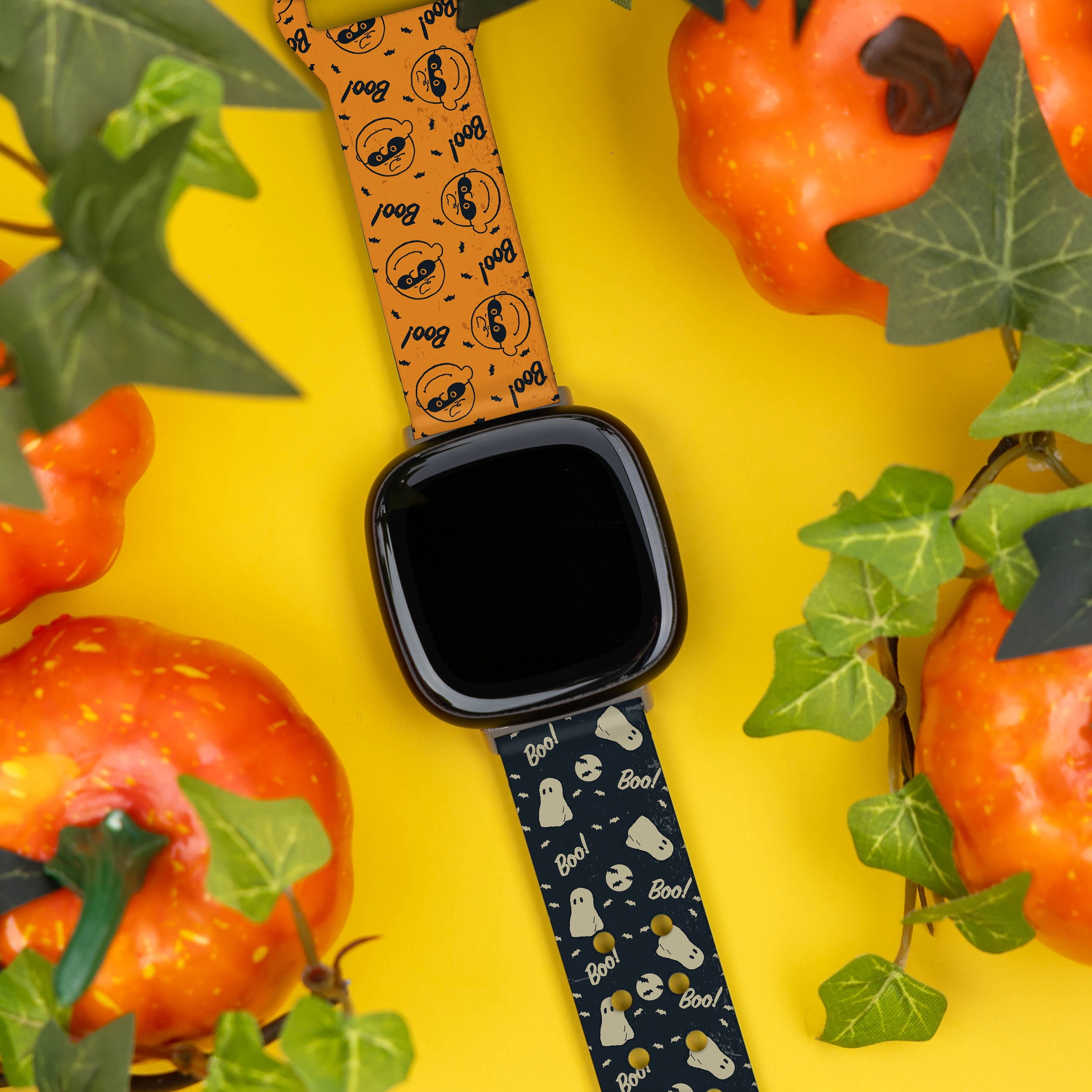 Peanuts Halloween HD Watch Band Compatible with FitBit Versa 3 & Sense (20mm Long Spooky Crew) by Affinity Bands
