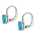 thumbnail image 3 of Blue Apple Co. Cushion Leverback Women Earrings Simulated Aquamarine 925 Sterling Silver., 3 of 5