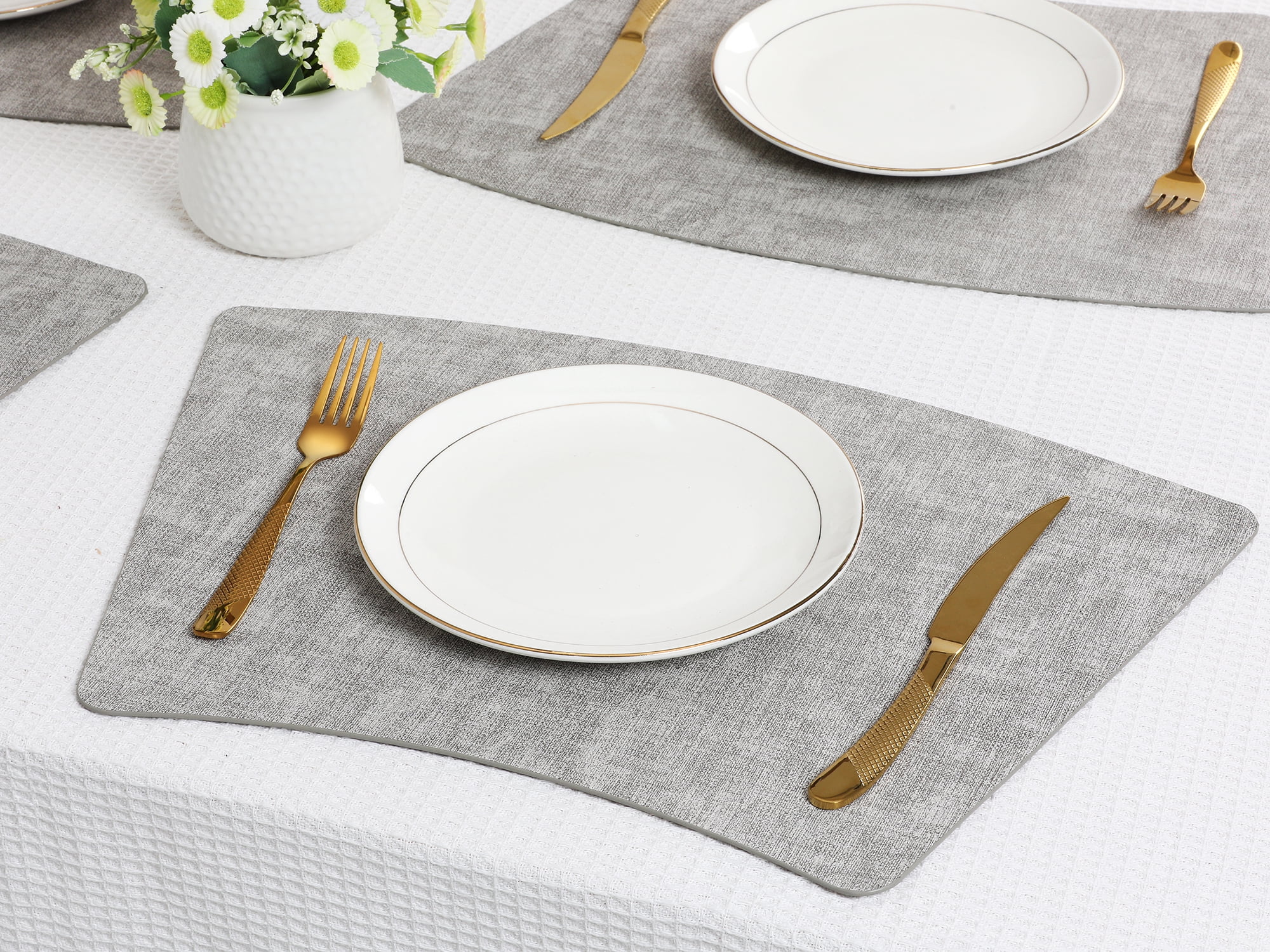 Unique Bargains Placemats for Dining Table Decor Heat Resistant Placemats 6pcs Light Gray