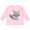 thumbnail image 3 of Inktastic Hipster Raccoon, Raccoon With Glasses, Flowers Boys or Girls Long Sleeve Toddler T-Shirt, 3 of 5