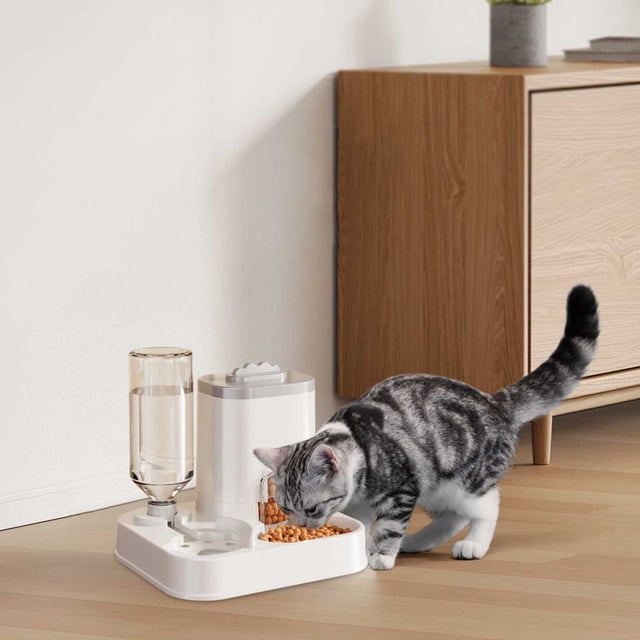 Automatic Pet Feeder And Waterer Large Capacity Cat Dog Food Bowl Indoor Feeding Station For Durable Plastic Design