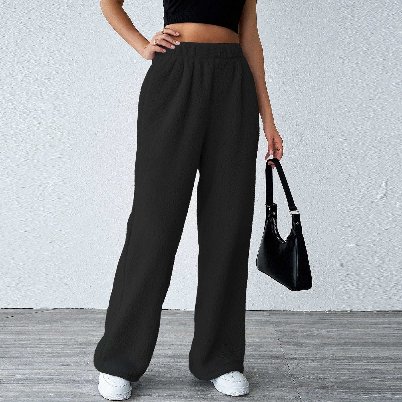 Women's Plus Size Lined Pants Fuzzy Warm Sweatpants Solid Color Casual Winter plus Size Women Suits for Work Womens Trousers Workout Pants plus Size Business Attire for Women Womens plus Size Cargo
