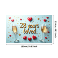 thumbnail image 3 of LUUFILx Anniversary Backdrop 28 Years Loved Champagne Celebration Banner Heart Decor Photography Props Party Supplies Perfect for Romantic Background, 3 of 9