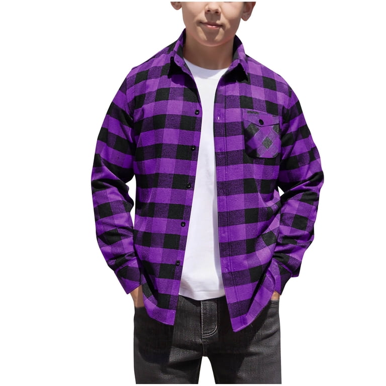 Boys Plaid Shirt Children Long Sleeve Basic Button Flannel Shirts