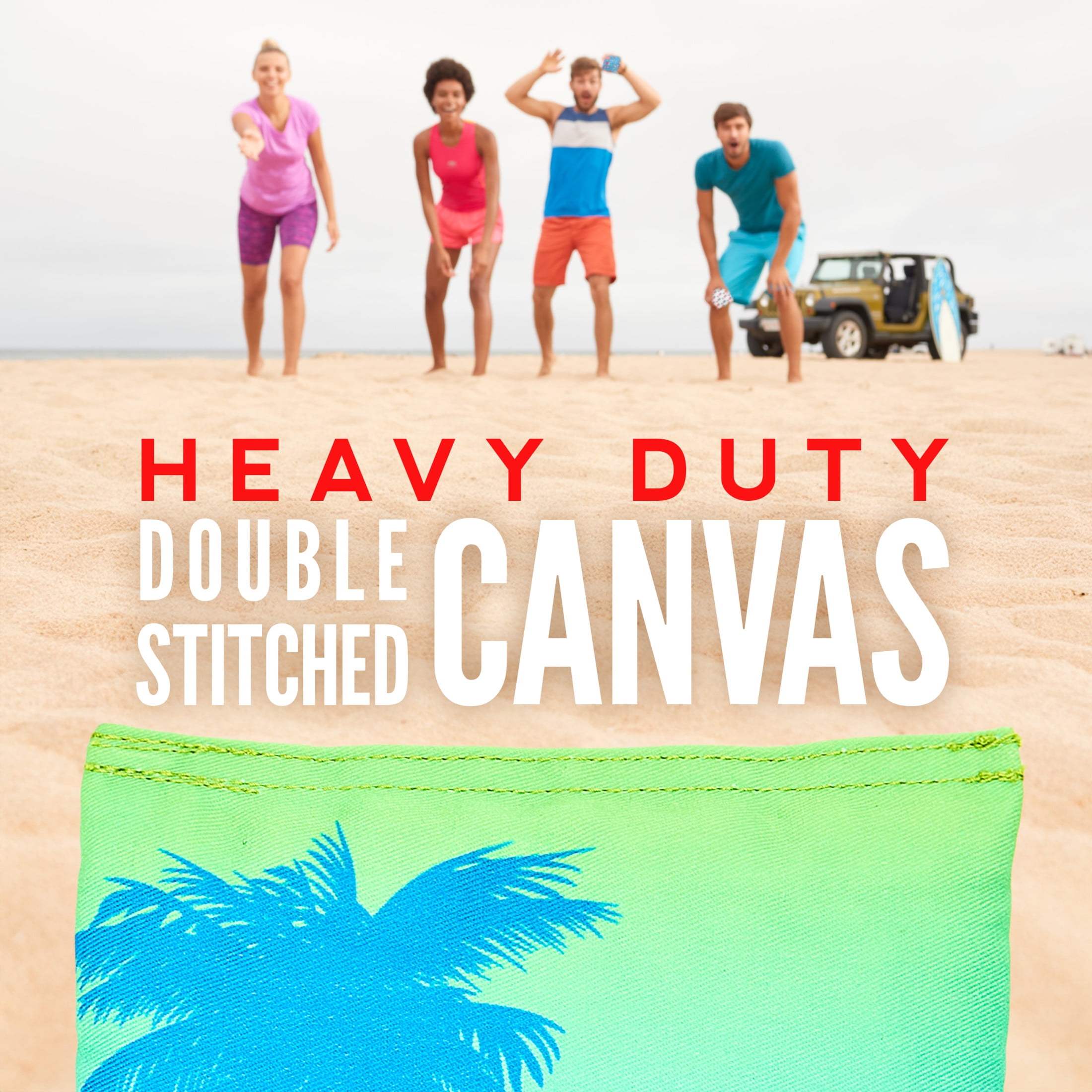 Franklin Sports Official Size Tropical Themed Cornhole Bags - (8) Premium 6" Heavy Duty Double Stitched Canvas Bags - Includes Carry Case