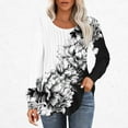 thumbnail image 2 of Womens Floral Printed Tops Plus Size Long Sleeve Round Neck Pleated Fall Tunic T-Shirts Casual Loose Cute Hide Belly Blouses Top,Gray 2,XL, 2 of 5