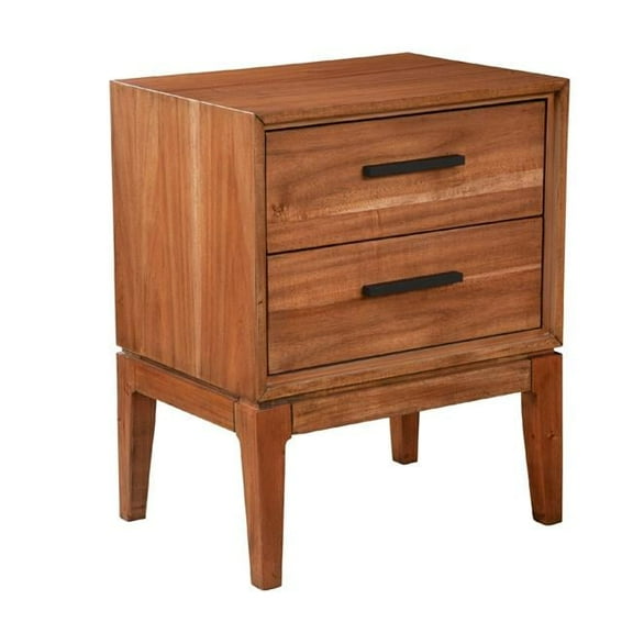 25 x 15 x 20 in. Nightstand with 2 Drawers & Wooden Frame, Brown