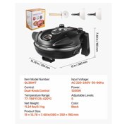 Pizza Oven, 12 in Electric Pizza Maker, 1200W Electric Pizzas Cooker with Cordierite Stone, 5-Mode Temperature Control, Viewing Window for Precise Cooking, Heats up to 788 ˚F, for Home (Black)