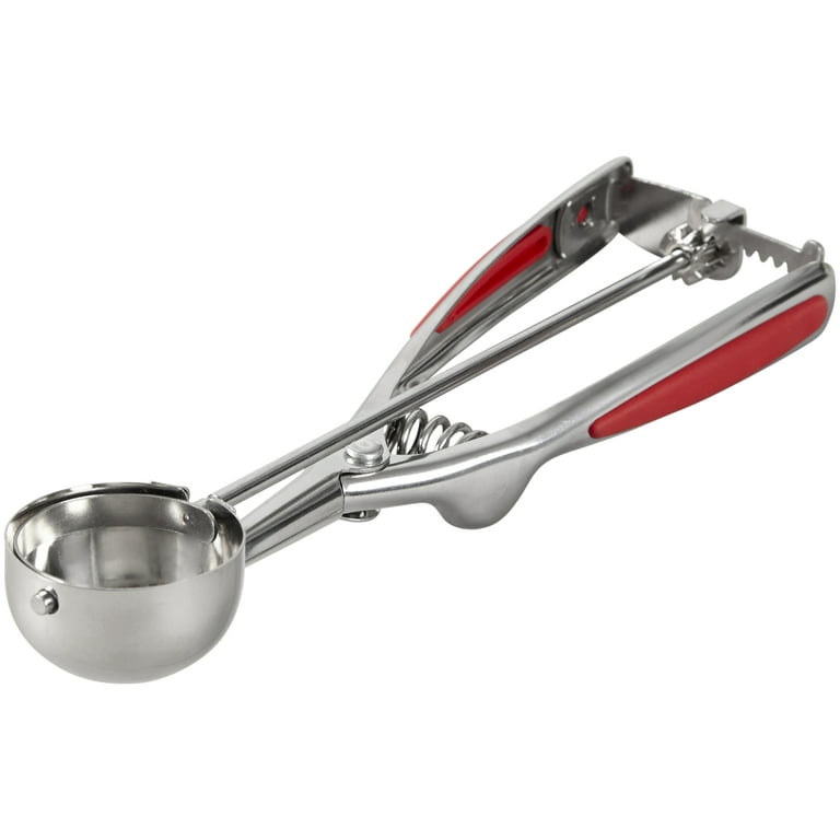 Wilton Stainless Steel Cookie Scoop, 1.3 Tablespoon Capacity, 0.21 oz.,  Silver and Red 