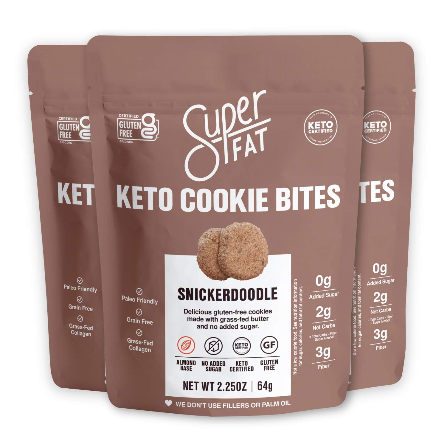 Superfat Cookies Keto Snack Low Carb Food Cookies Snickerdoodle 3 Pack Gluten Free Dessert Sweets With No Sugar Added For Paleo Healthy Diabetic Diets Walmart Com Walmart Com