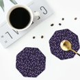 thumbnail image 4 of Pofeuu Lavender Flowers Print Coasters for Drinks, 4Pack PU Leather Coasters, Bar Drink Coasters for Tabletop Protection, Furniture from Damage-Octagon, 4 of 6