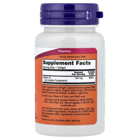 ナウフーズ ビタミンE-200 ミックス・トコフェロール 200IU (134mg) 100粒 ソフトジェル NOW Foods Vitamin E-200 With Mixed Tocopherols Softgels