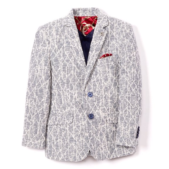 Elie Balleh Navy Geometric Pattern Men's Blazers Sports Coat Jacket