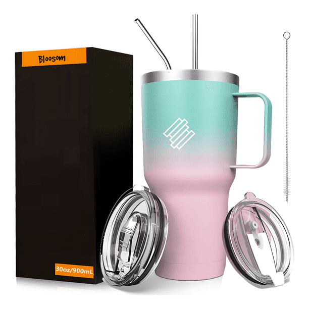 Vasos Térmico Bloosom 30oz Termo Taza Acero Inoxidable Botellas Agua Rosa