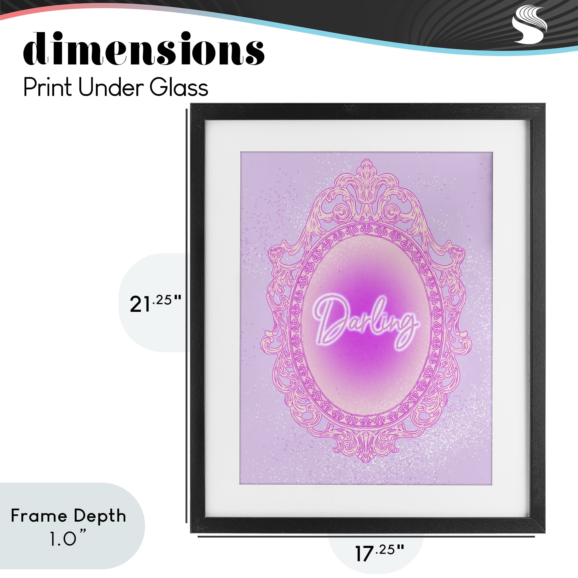 Stupell Industries Darling Ornate Mirror Black Framed Print Under Glass, design by Ziwei Li