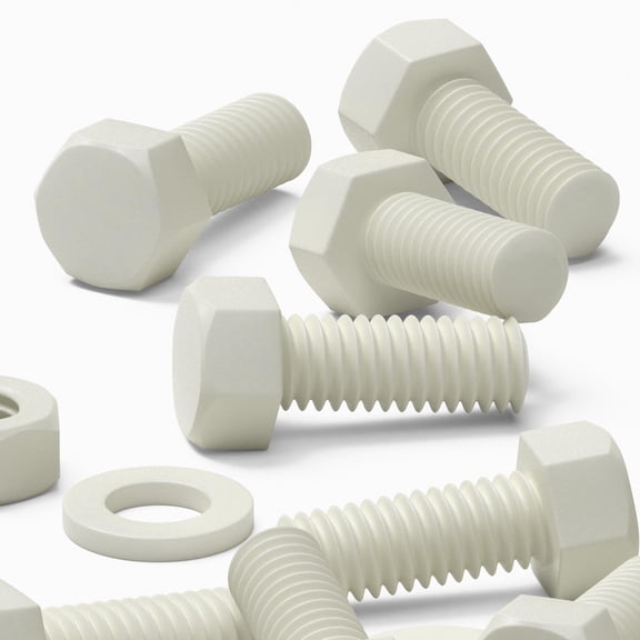 50 x Hexagon Head Screws White, PVC Plastic nuts & bolts, oxidation resistant, weather resistant, UPVC, M6 x 16mm, (15/64 x 5/8 inch in)