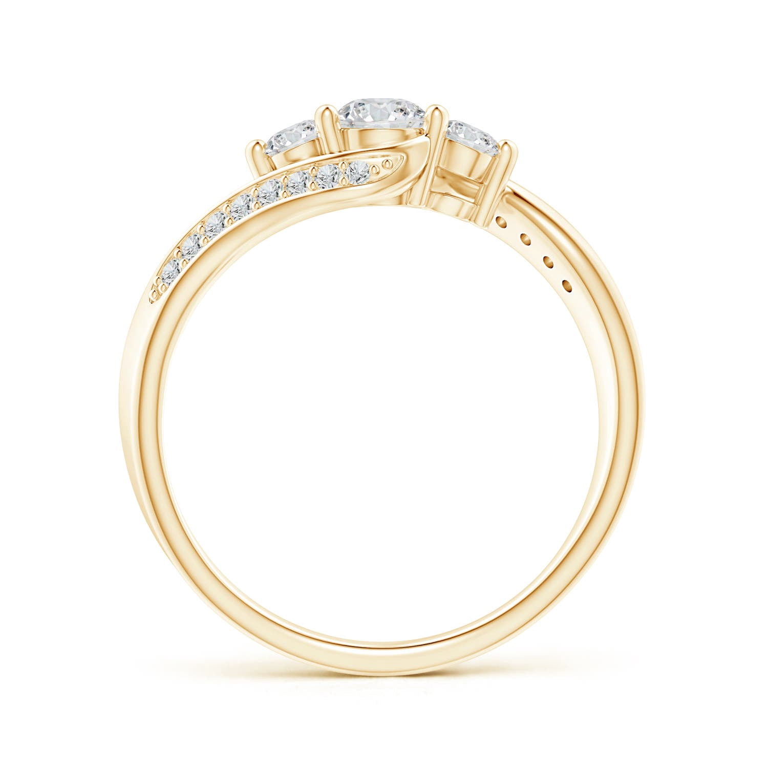 Angara Natural Diamond Three Stone Engagement Ring for Women in 14K Yellow Gold - April Birthstone Jewelry | Round Diamond Ring (Ring Size - 13.5)