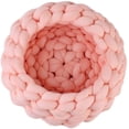 thumbnail image 1 of Cesta hecha a mano para mascota, perro, gato, cuerda gruesa de algodón trenzado, almohada suave para dormir, cachorro, gatito, lana tejida (35 cm, color rosa) oso de fresa Electrónica, 1 of 5