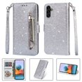 thumbnail image 2 of Dteck Wallet Case for Samsung Galaxy S23 FE,Magnetic Handbag Zipper Pocket PU Leather Flip Case with 3 Card Slots and Wrist Strap Folio TPU Inner Stand Cover,Silver, 2 of 6