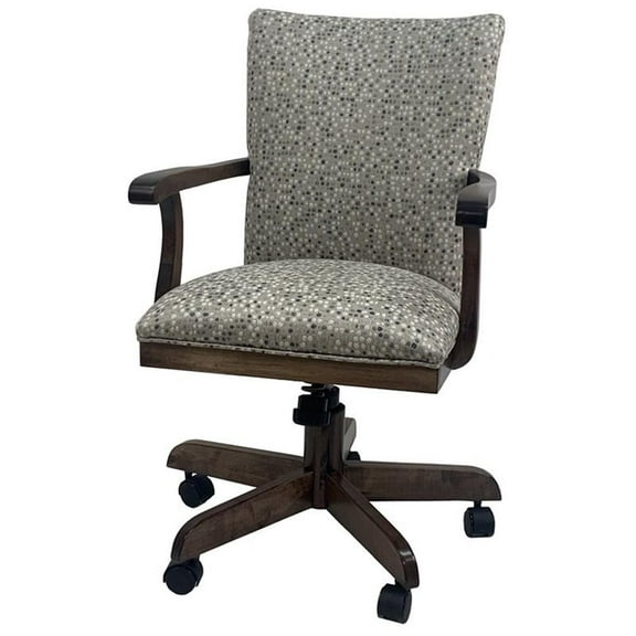 Pemberly Row Swivel Wood Dining Caster Chair Plus with Wheels in Spring Mix Gray